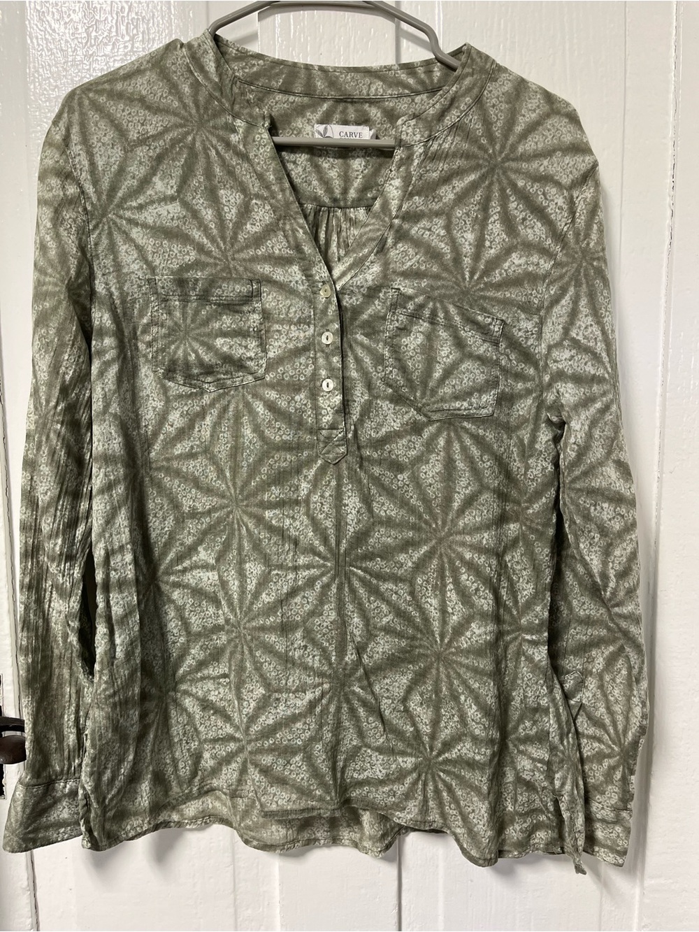Carve Designs Dylan Gauze Shirt XS sunburst Boho Long Sleeve Popover Blouse